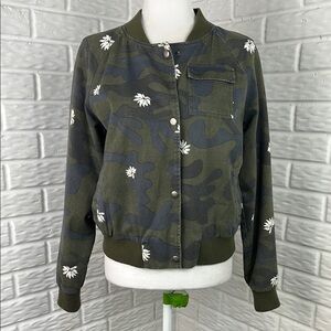 CLOUD CHASER Floral Camouflage Bomber Jacket 100% Cotton Size JR MED